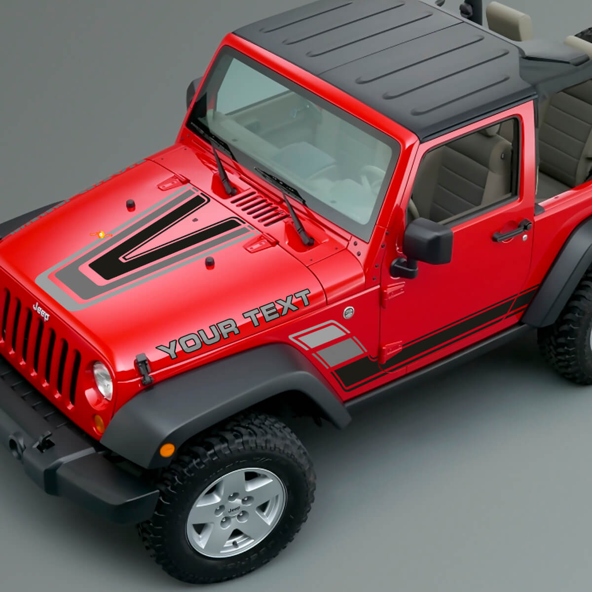 Vintage Strepen Motorkap- & Zijvinylstickerset voor Jeep Renegade CJ5 CJ7