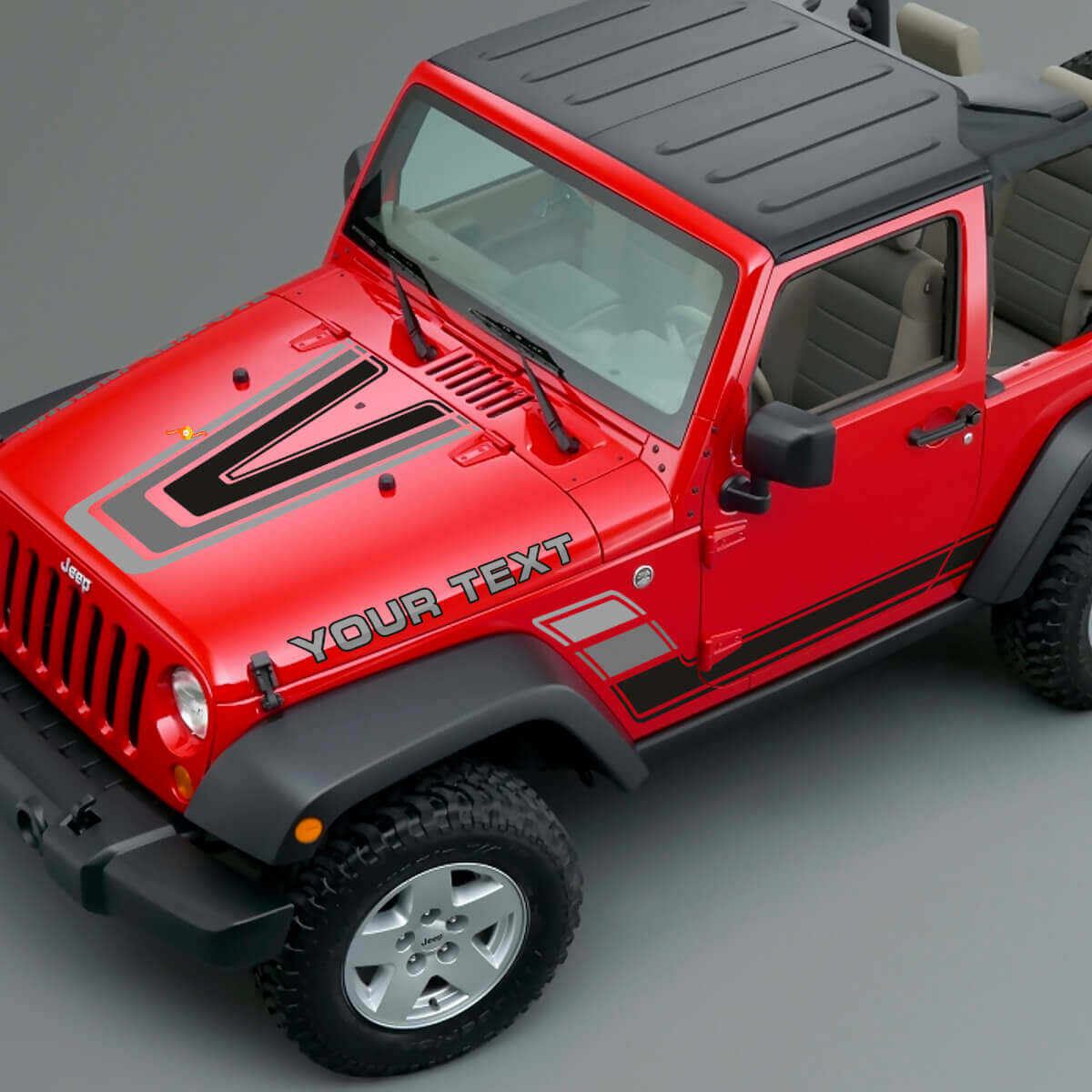 Vintage Strepen Motorkap- & Zijvinylstickerset voor Jeep Renegade CJ5 CJ7