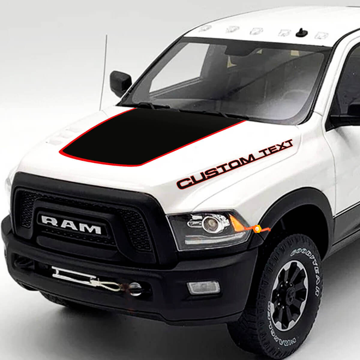 Aangepaste Tekst en Blackout Motorkap Vinyl Stickers Set voor Dodge Ram 2500 Power Wagon