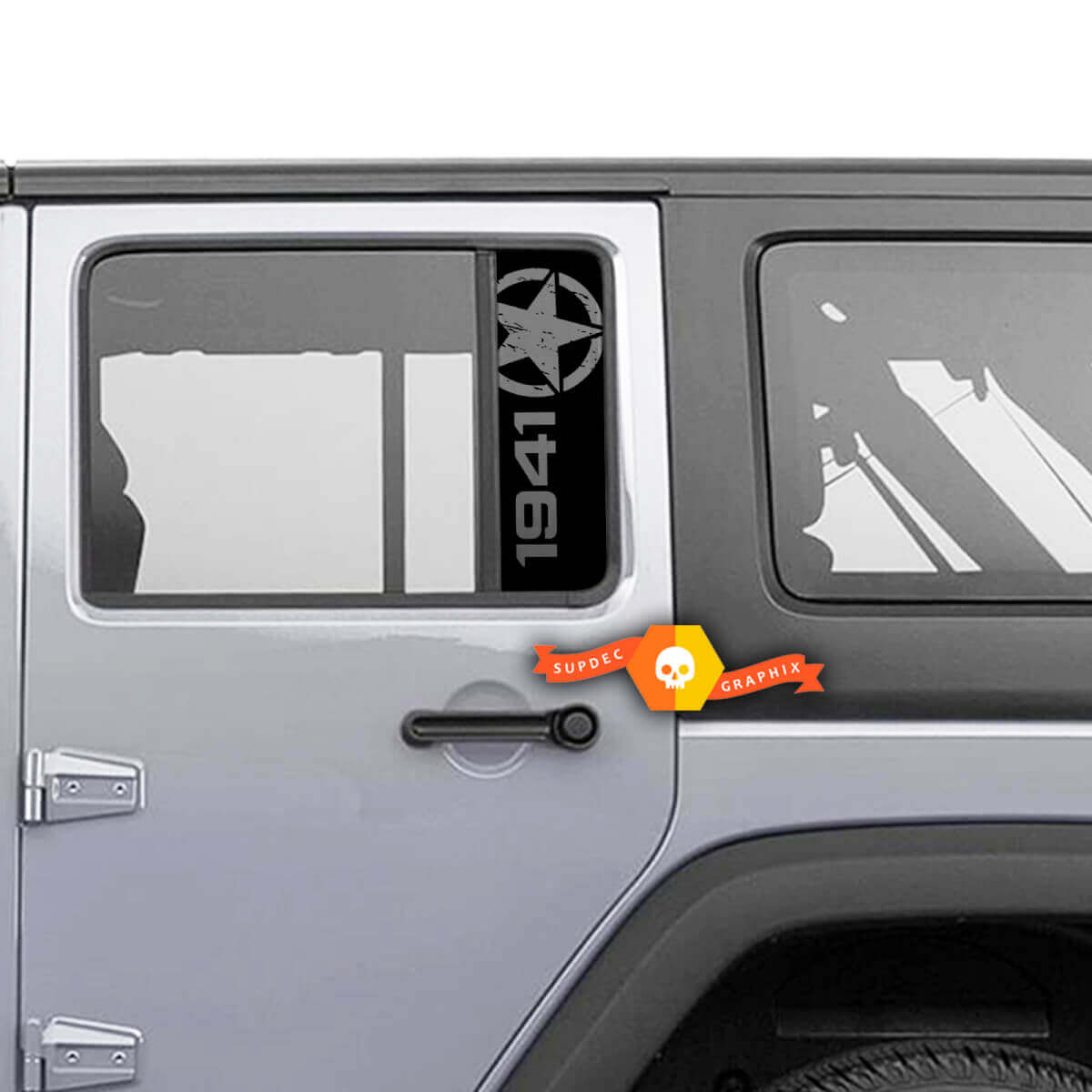 1941 Versleten Ster Achterraam Vinylsticker voor Jeep Wrangler Gladiator