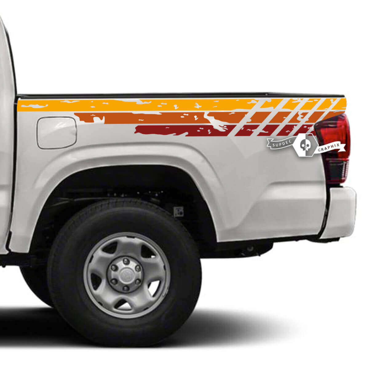 Vintage Versleten Strepen Bedrand Vinyl Sticker voor Toyota Tundra