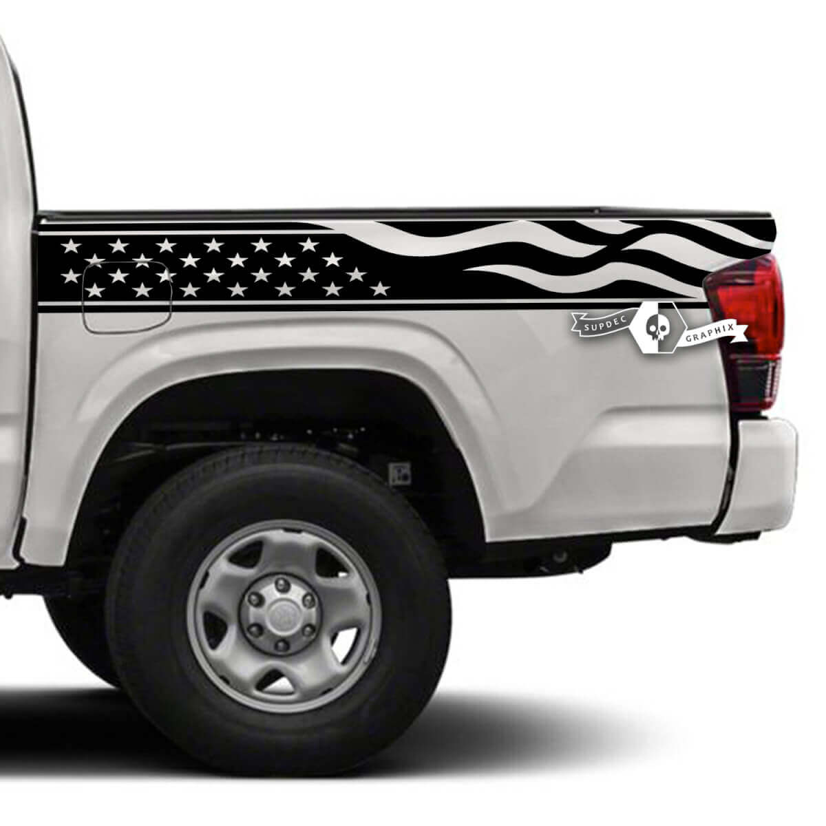 Paar Toyota Tacoma SR5 Bed Side USA Vlag Vinyl Decals Grafische Sticker
