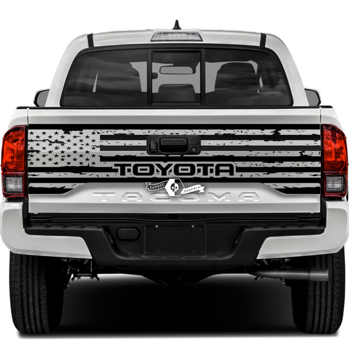 Verwoeste Amerikaanse Vlag Achterklep Vinyl Decal Sticker voor Toyota Tacoma