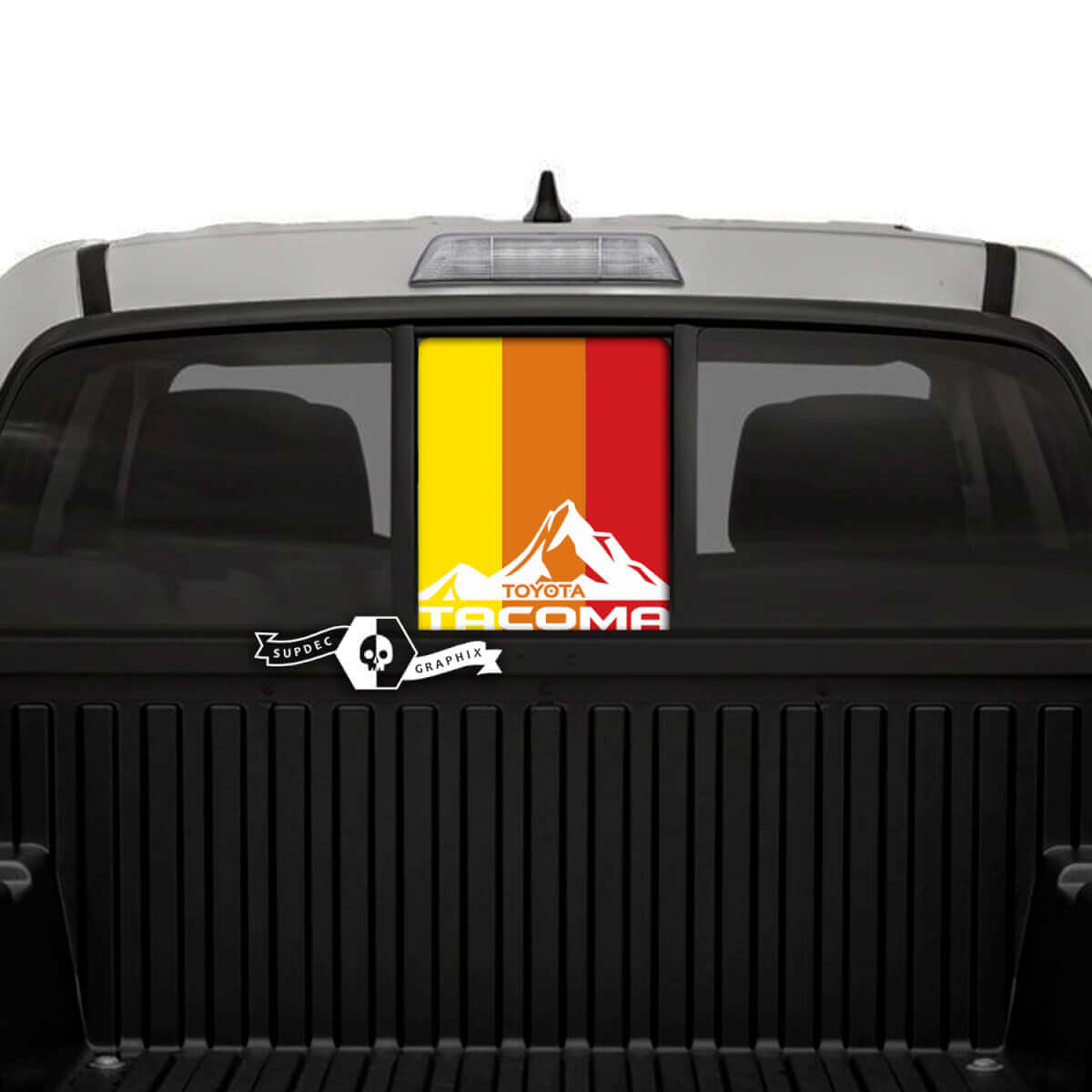 Mountains Sunset Vintage achterruit vinyl decals grafische sticker 2 voor Toyota Tacoma SR5