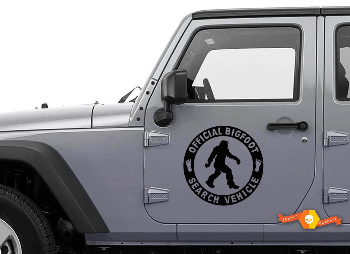 Bigfoot Zoekvoertuig Sasquatch Deur Vinyl Sticker Set voor Jeep Wrangler