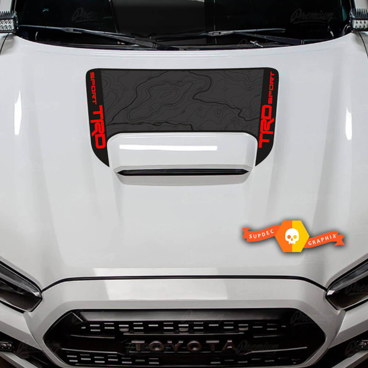 Toyota Tacoma TRD Offroad Sport PRO motorkap luchtinlaat Race 3 kleuren Sticker Decal Graphics 2016-2024
