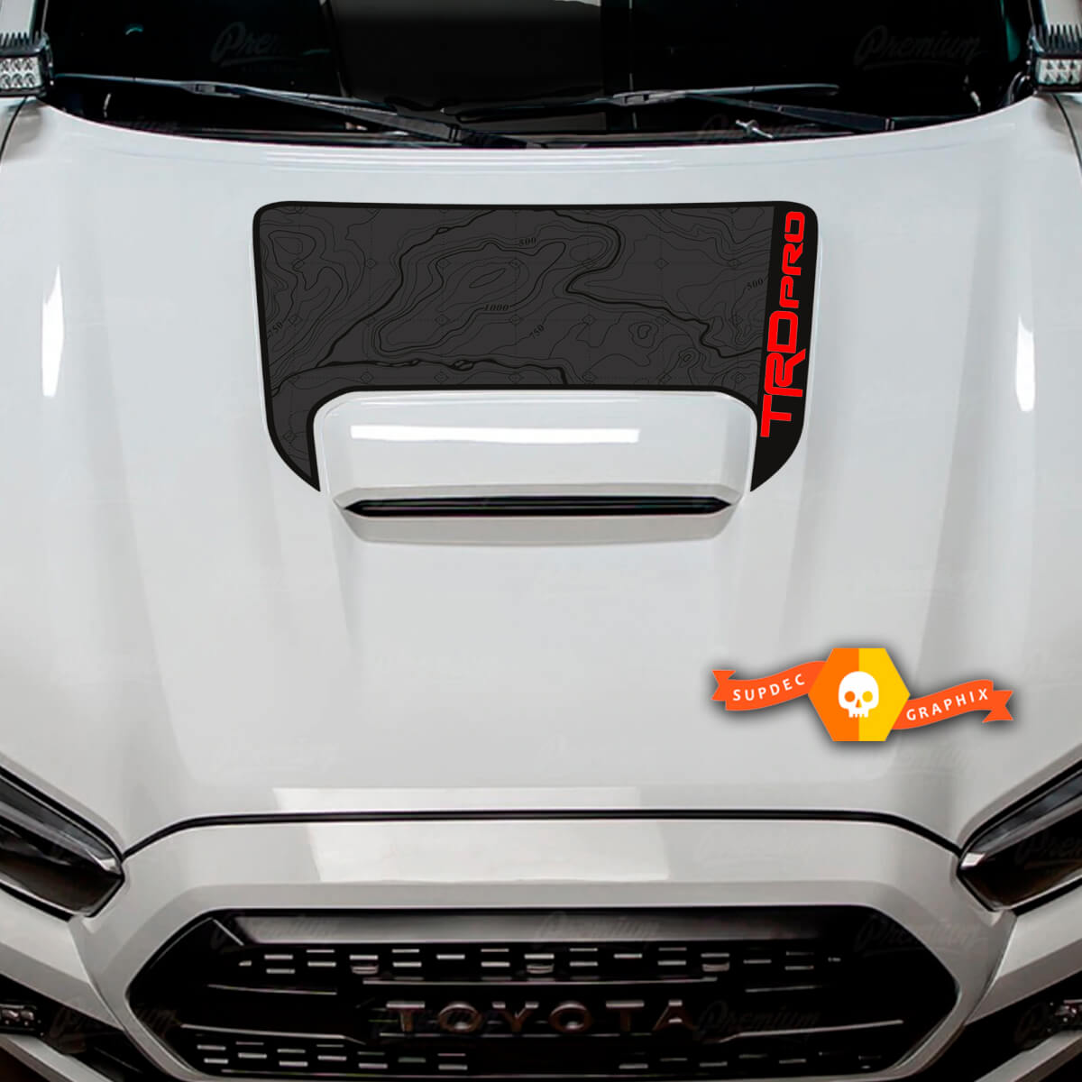 TRD-stijl topografische kaart motorkap vinyl decal sticker voor Toyota Tacoma 2016-2023