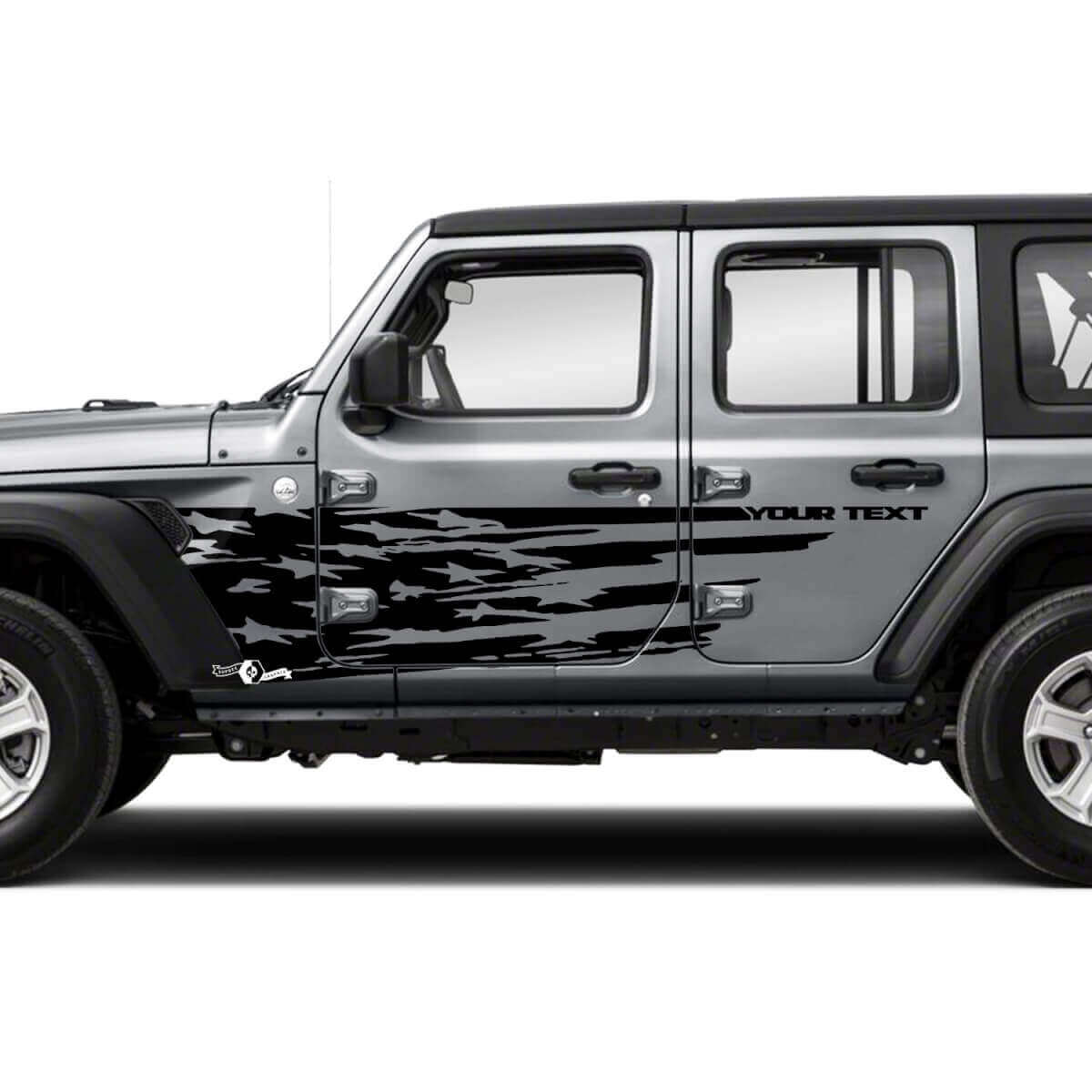 Verweerde Amerikaanse Vlag Zij Vinyl Decal Kit voor Jeep Wrangler Unlimited JK