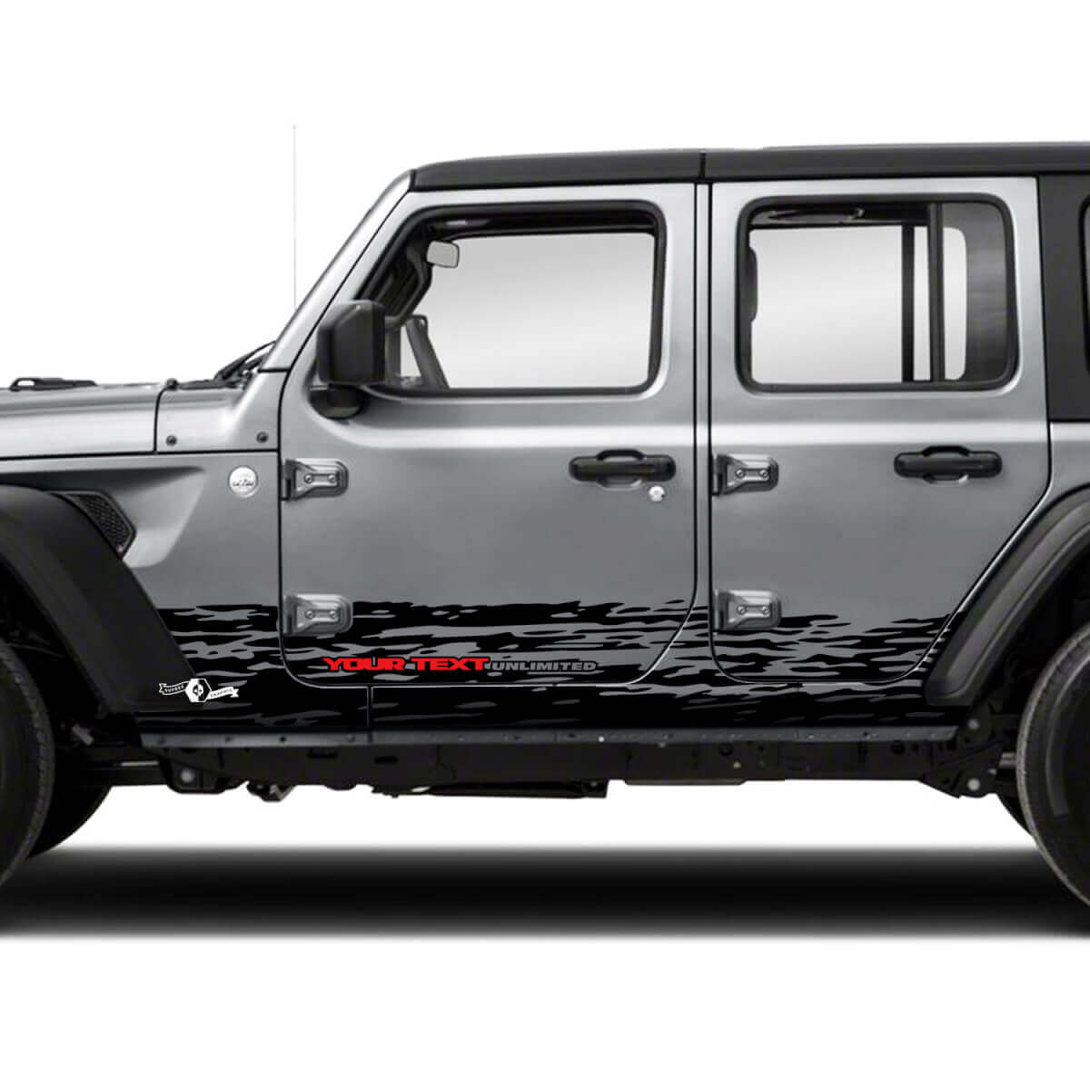 Paar Jeep Wrangler Unlimited Doors Rocker Panel Stripes Mud Splash Side Stripe Vinyl Sticker Decal 2 kleuren
