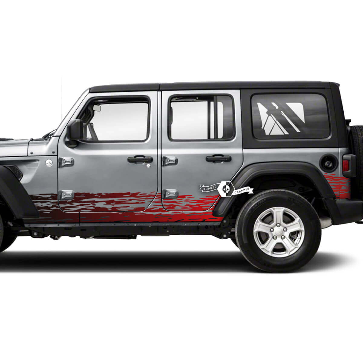 Paar Jeep Wrangler Unlimited Doors Rocker Panel Stripes Mud Splash Side Stripe Vinyl Sticker Decal 2 kleuren
