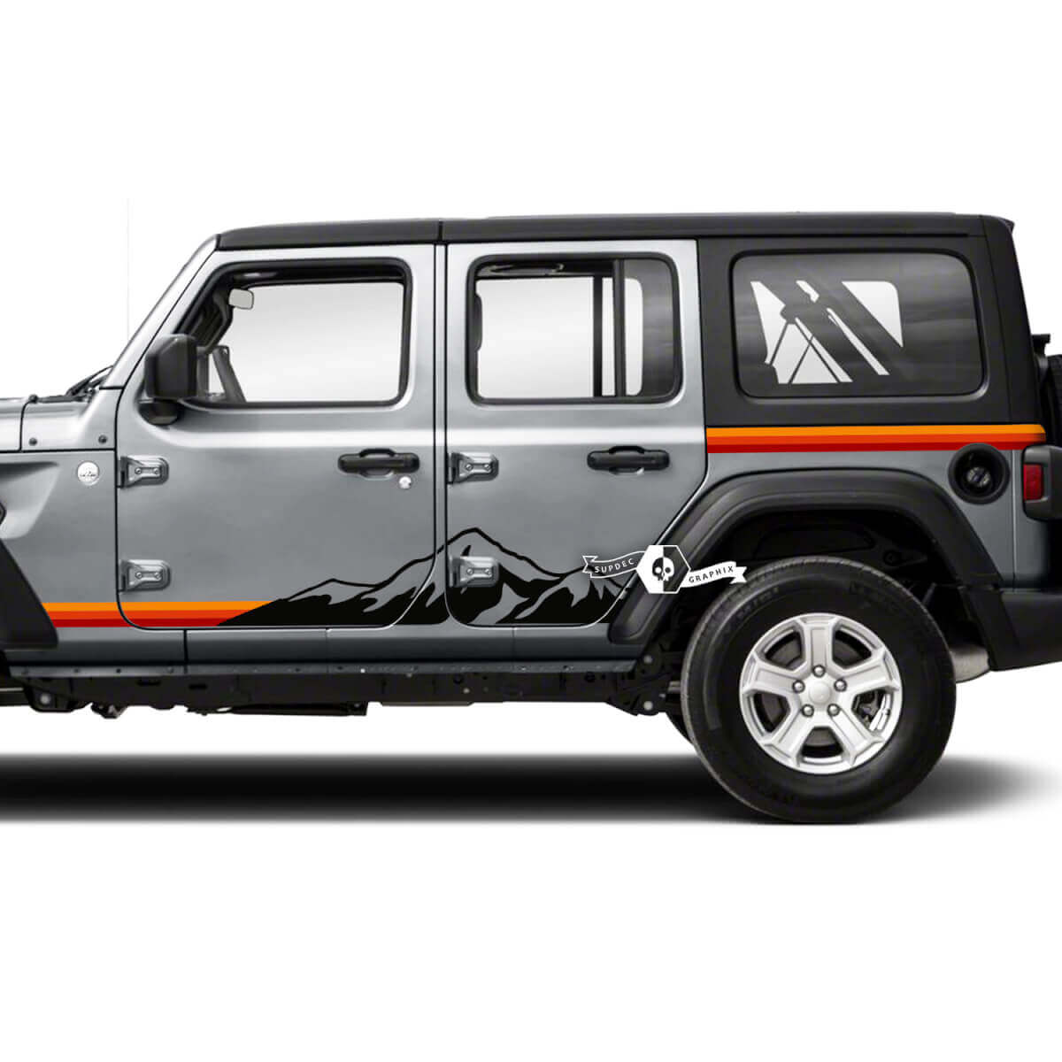 Vintage bergzijde strepen vinyl decal set voor Jeep Wrangler Unlimited