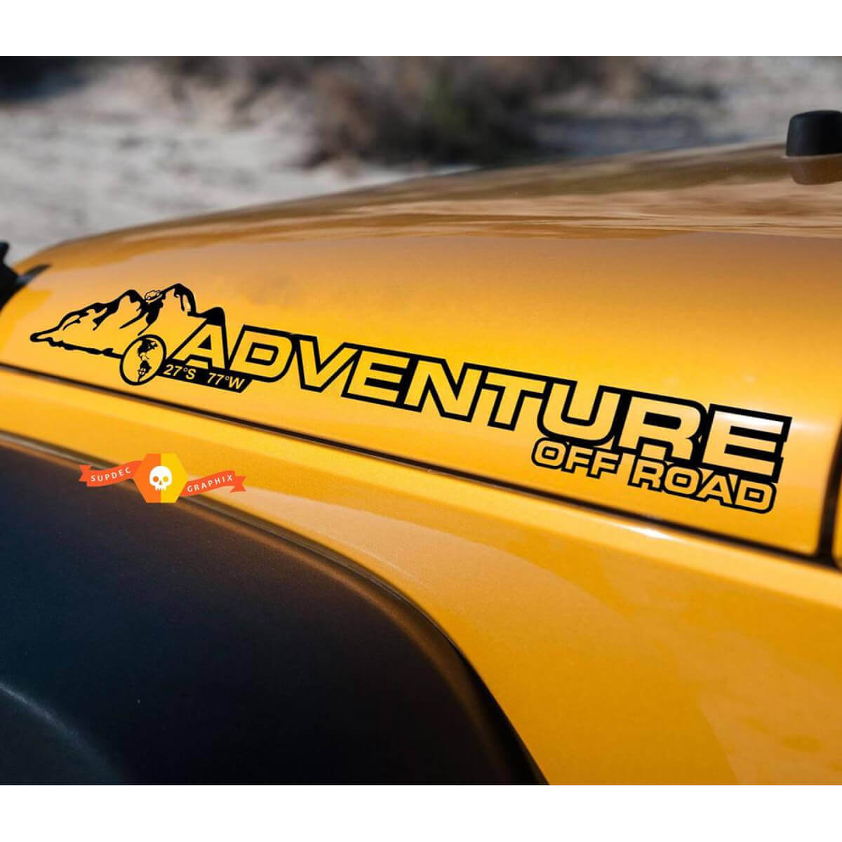 Adventure Off Road Motorkap Vinyl Decal Set voor Jeep Wrangler
