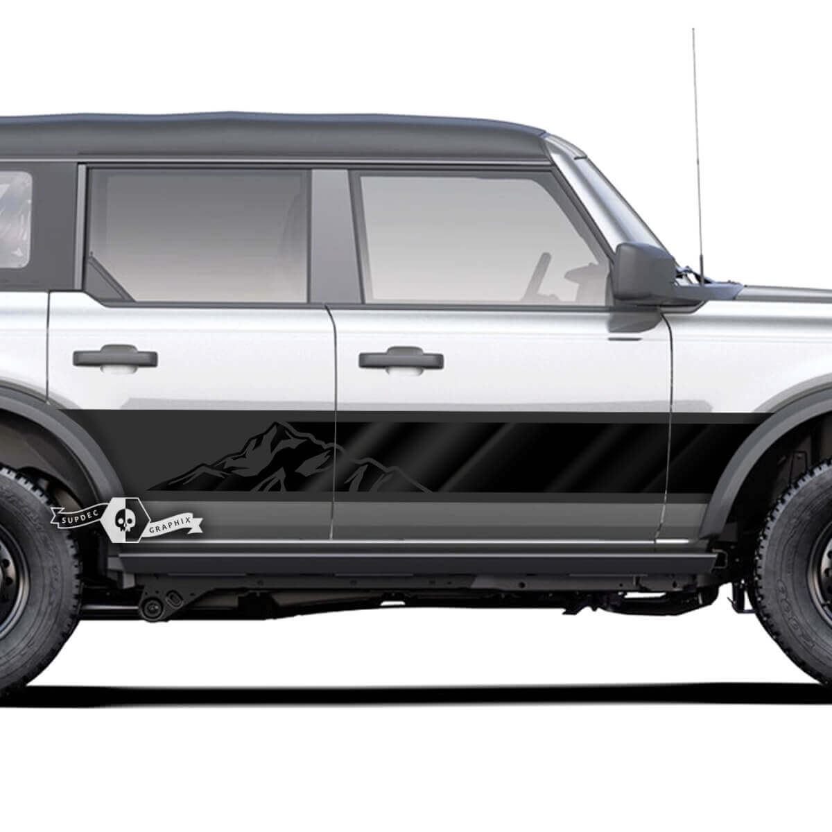 Set van Mountains Style Rocker Panel Side Decals Stickers voor Ford Bronco
