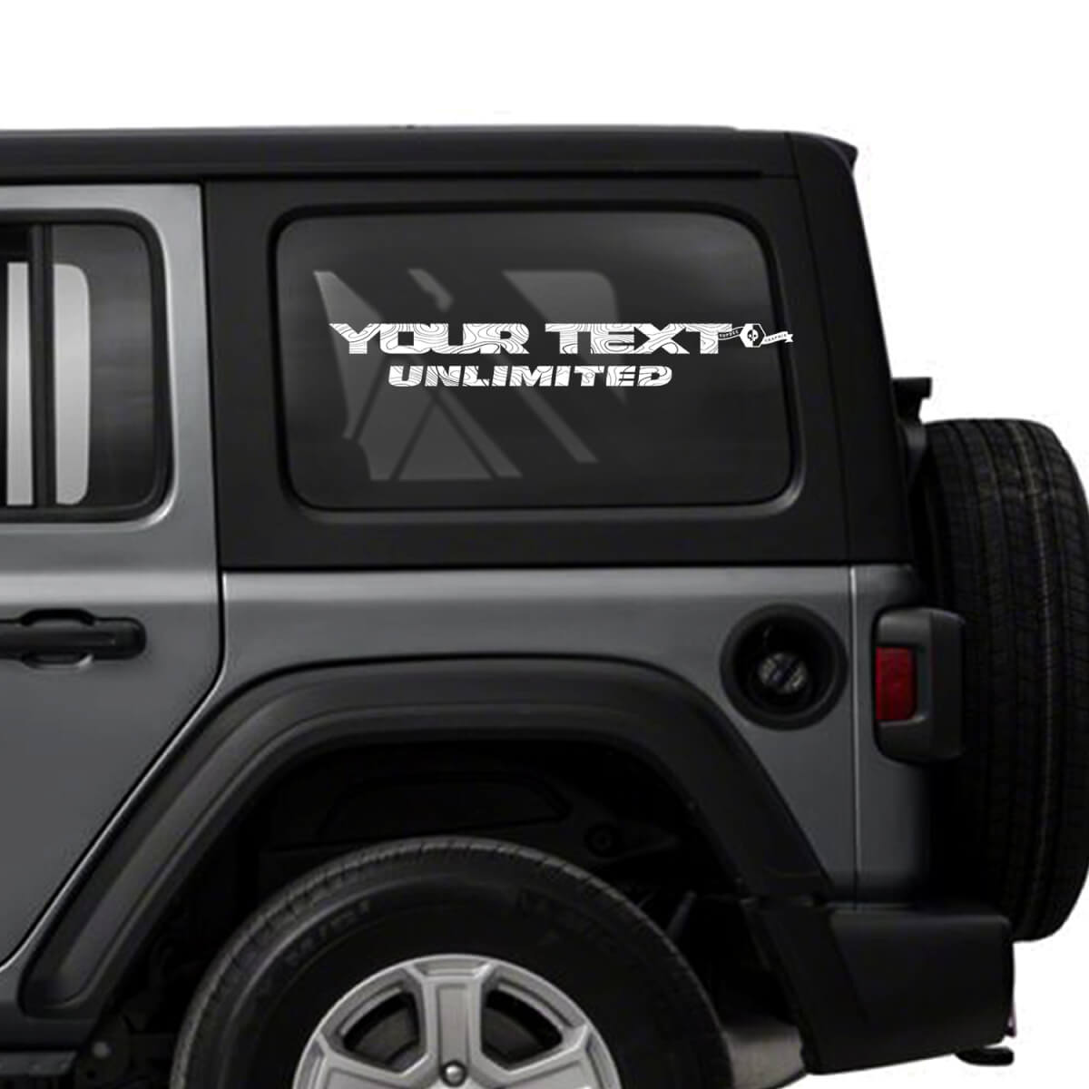 Topografische Kaart Raamzijde Vinyl Stickers Decal Aangepaste Tekst voor Jeep Wrangler