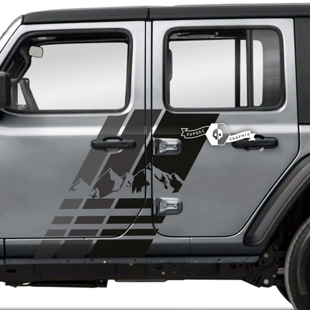 Mountain-deurzijstrepen vinyl decal set voor Jeep Wrangler Unlimited