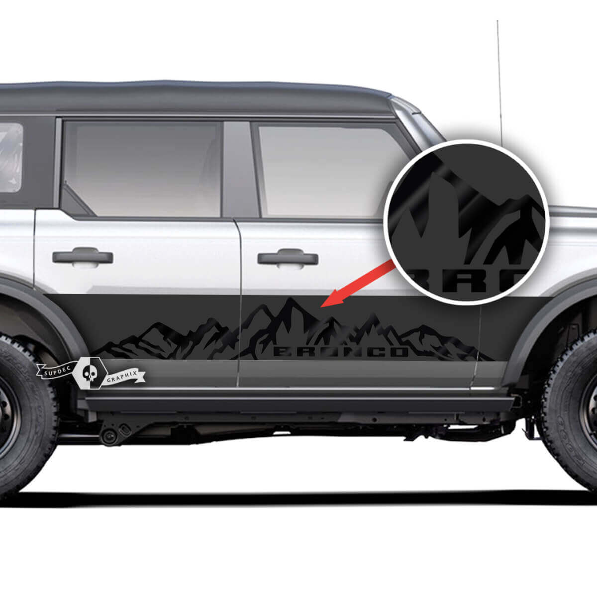 Mountains Style Rocker Panel Zijdeur Stickers 2 voor Ford Bronco