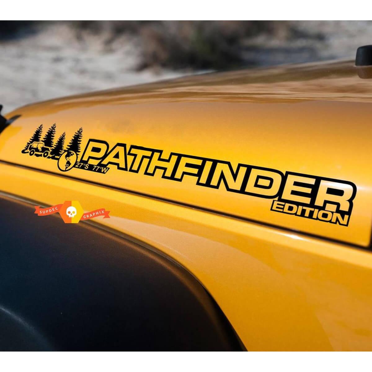 Pathfinder Motorkap Vinyl Sticker Decal Set voor Jeep Wrangler Rubicon Sahara JK CJ TJ YJ