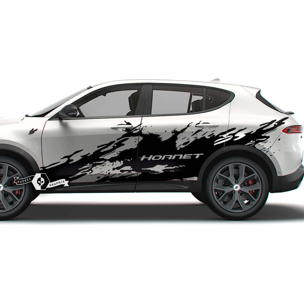 Paar Dodge Hornet deuren zijstrepen Splash Wrap Vinyl Decals Stickers
