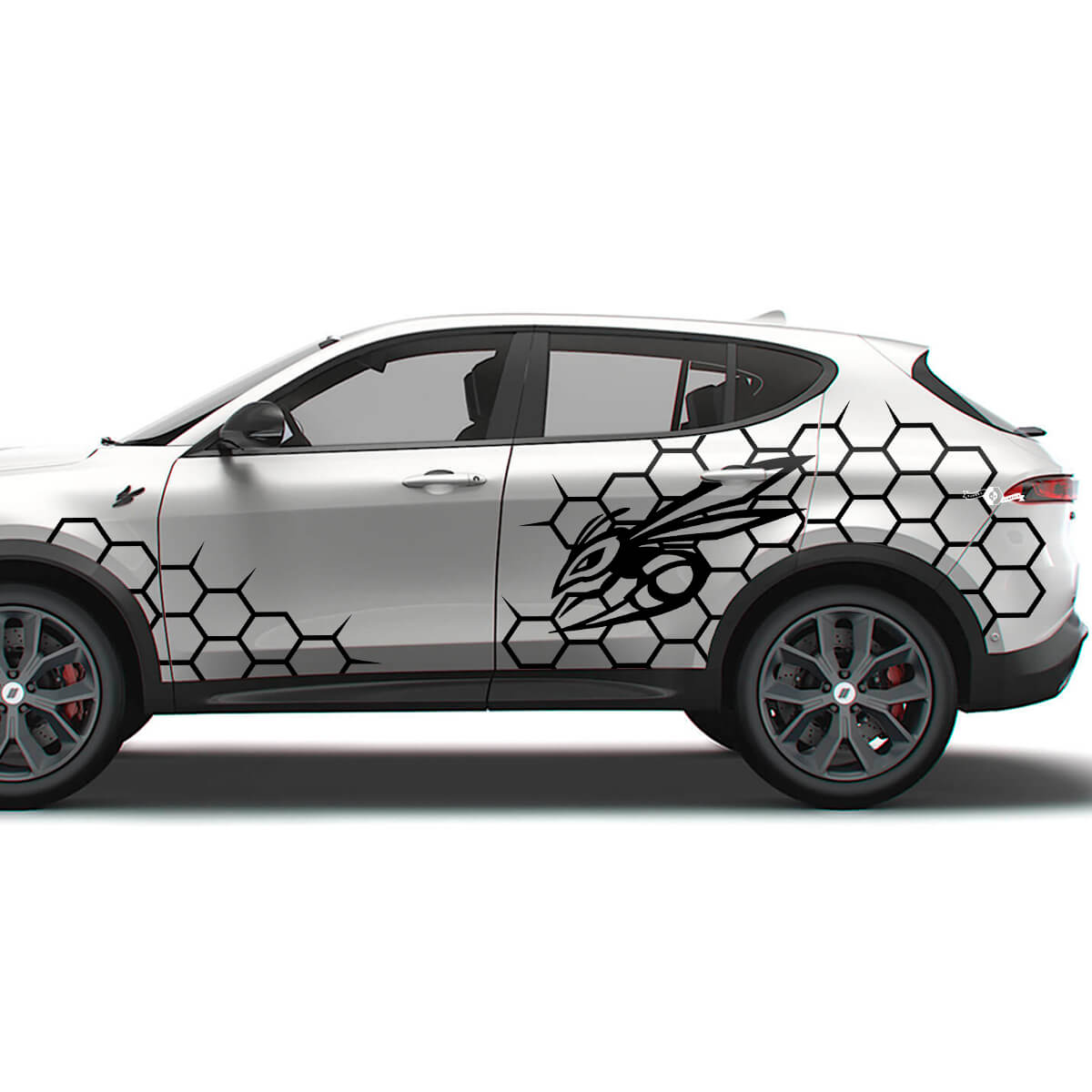 Hornet-logo honingraatstijl zijvinylstickerset voor Dodge Hornet