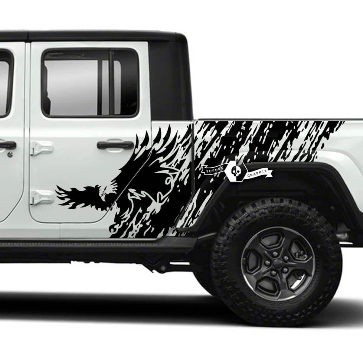 Bald Eagle Splash Bed Side Door Vinyl Stickers voor Jeep Gladiator