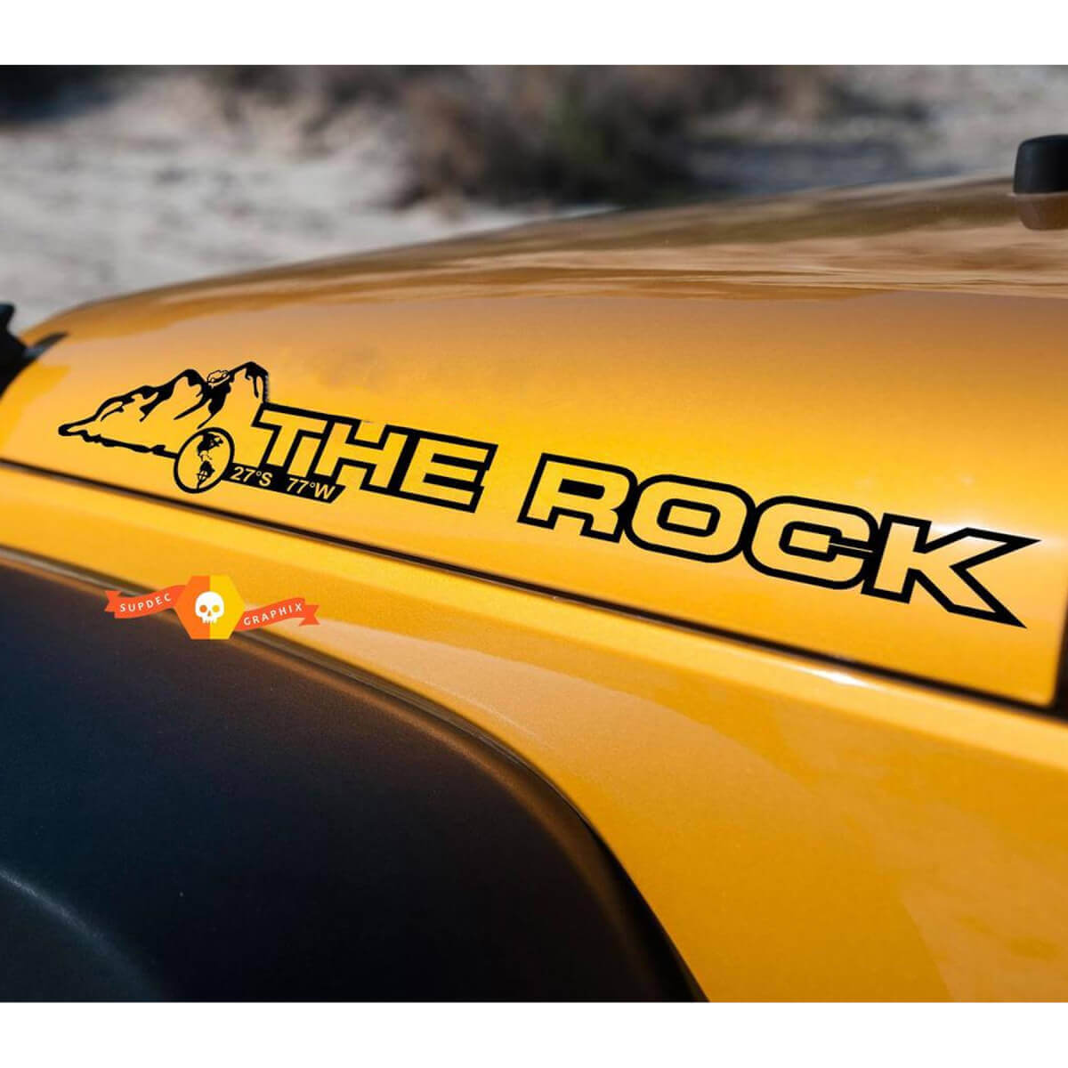 De Rock Hood Side Vinyl Decal Set voor Jeep Wrangler Rubicon Sahara