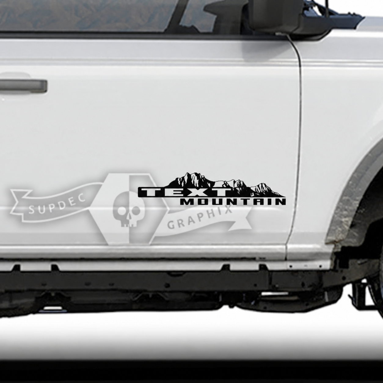 Aangepaste Tekst Deuren Bergen Zijpaneel Vinyl Stickers voor Musclecar paard