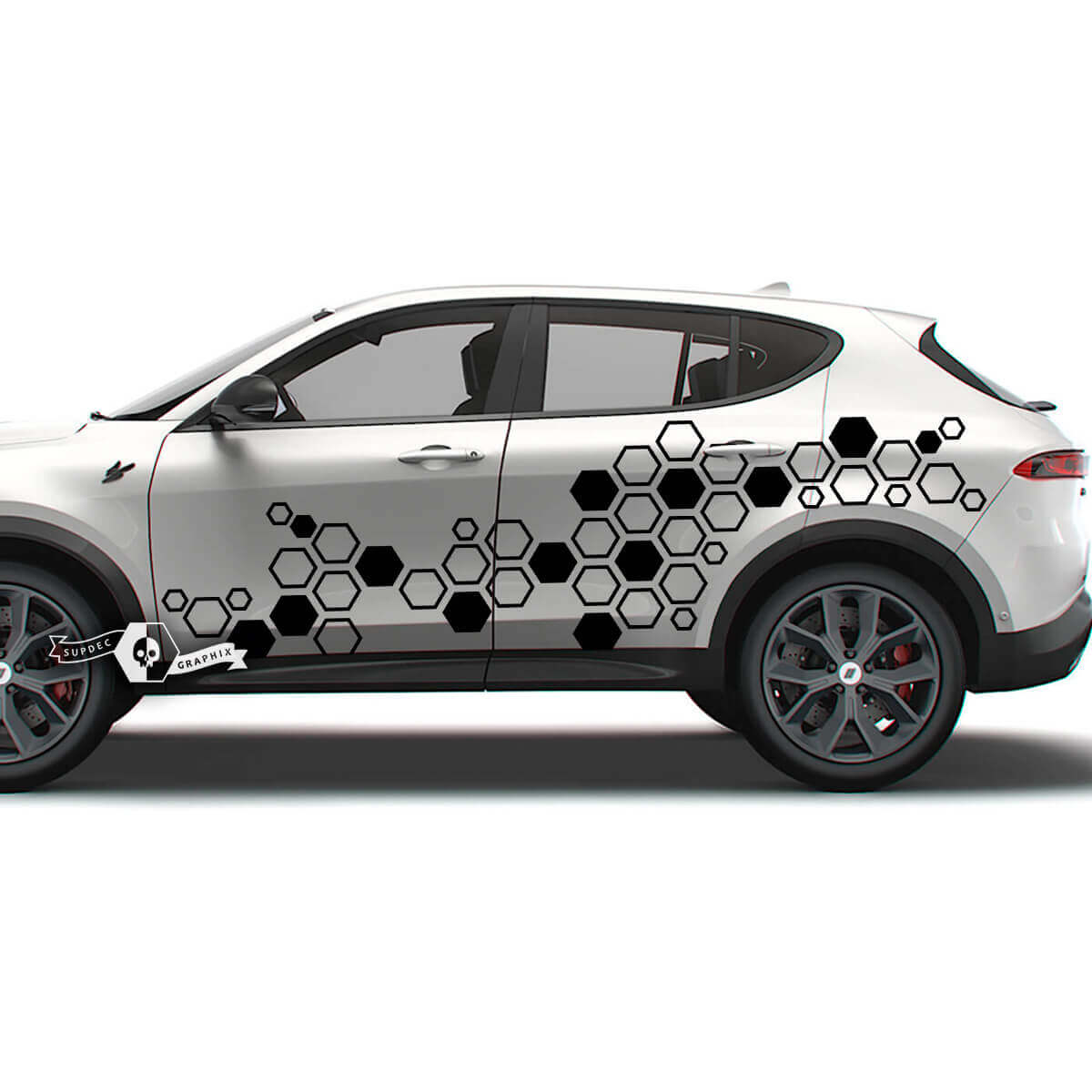 Paar Dodge Hornet deuren zijstrepen Splash Wrap Mud Fender Honeycomb Logo Vinyl stickers stickers
