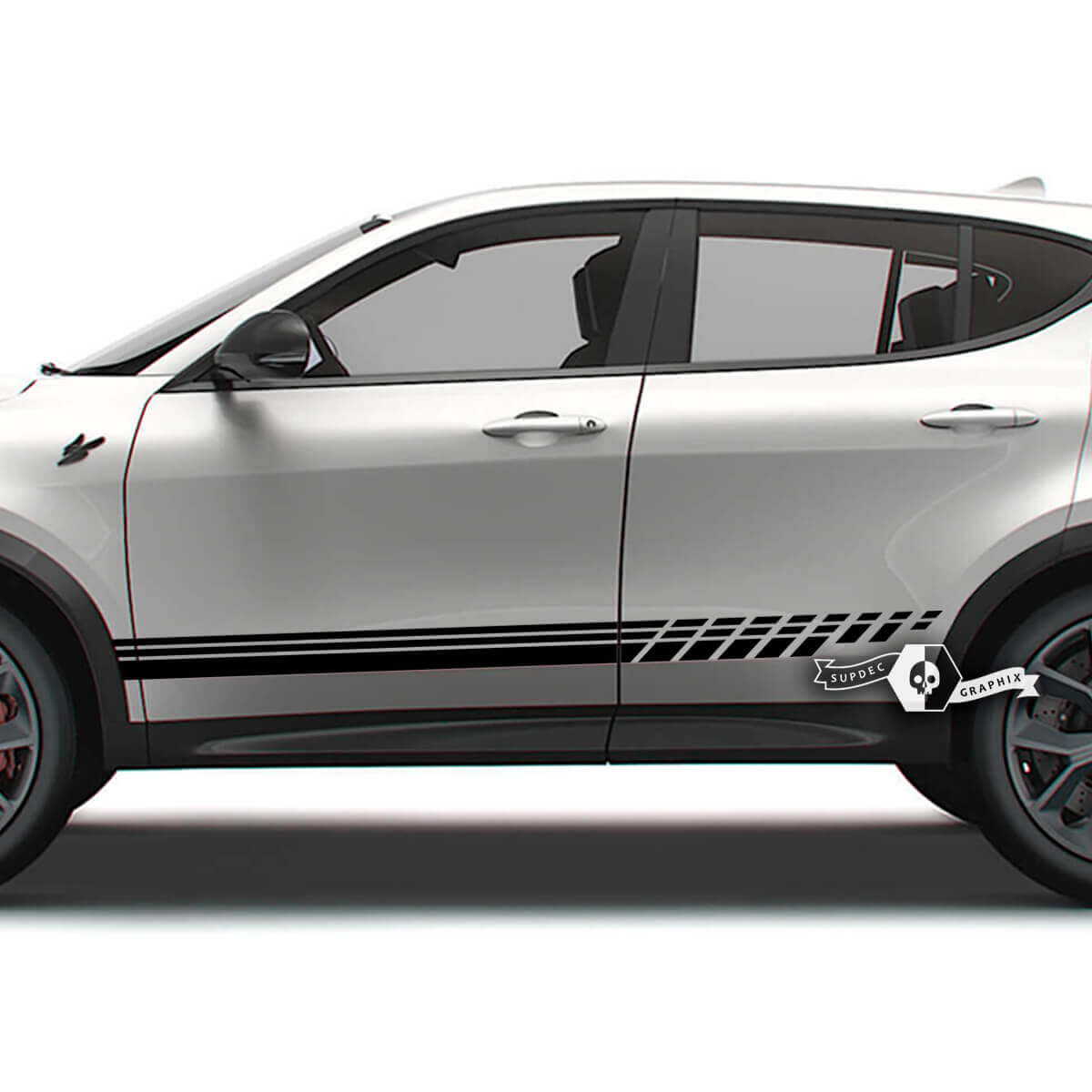 Paar Dodge Hornet deuren zijstrepen rocker paneel Fender Hornet logo vinyl stickers stickers
