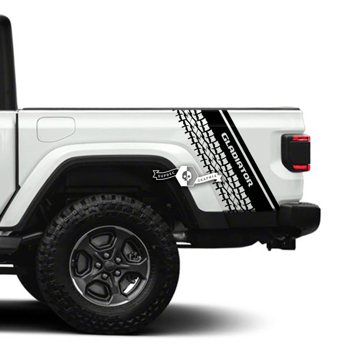 Paar Jeep Gladiator Rubicon Bedzijde Spatbord Bandensporen 4x4 Off-Road Racing Stripe Kit Overzicht
