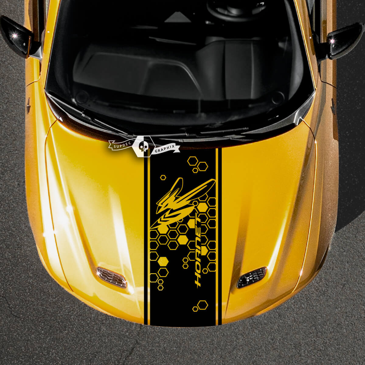 Honeycomb Hornet Motorkapstreep Vinyl Sticker voor Dodge Hornet