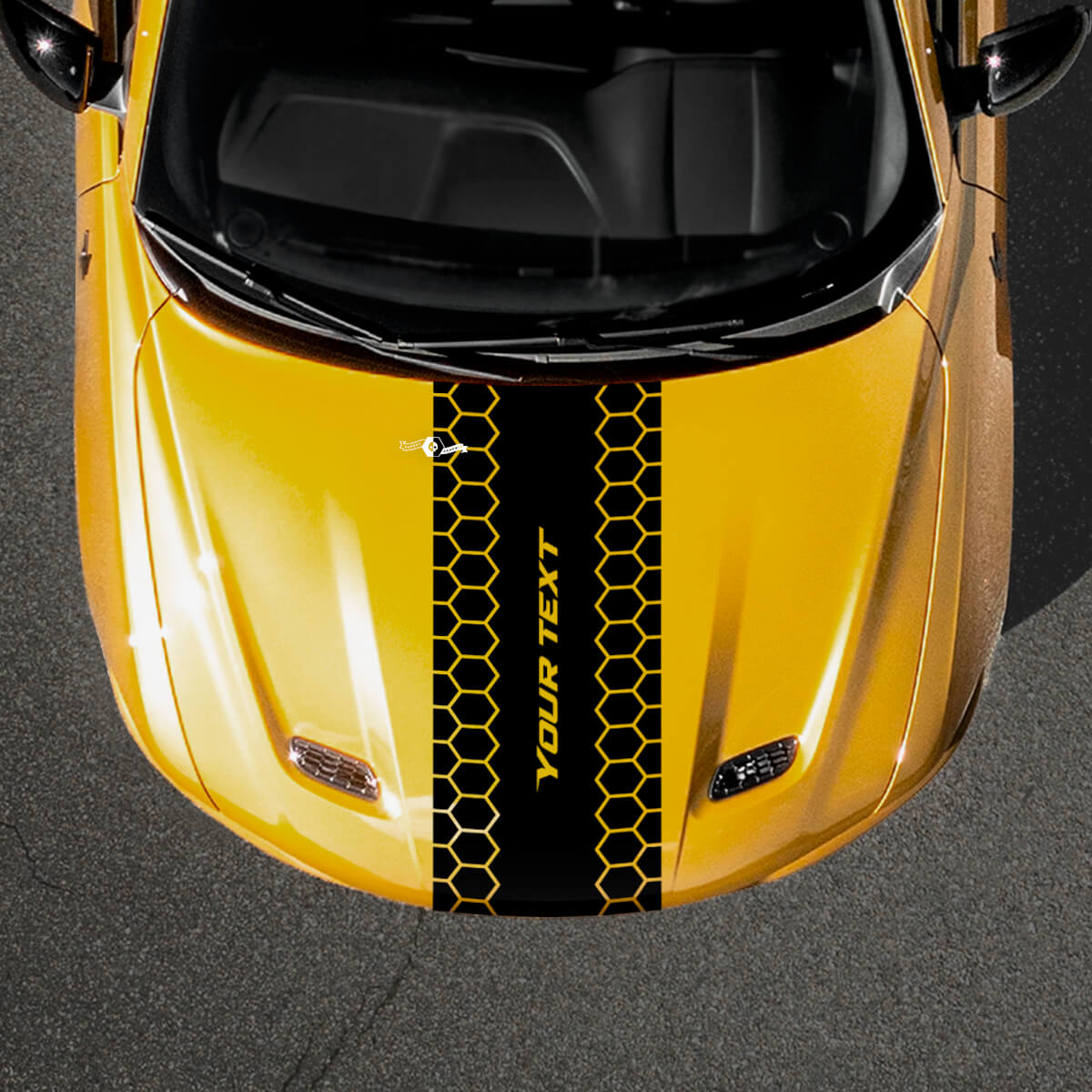 Aangepaste tekst honingraatstijl motorkapstreep vinylsticker voor Dodge Hornet