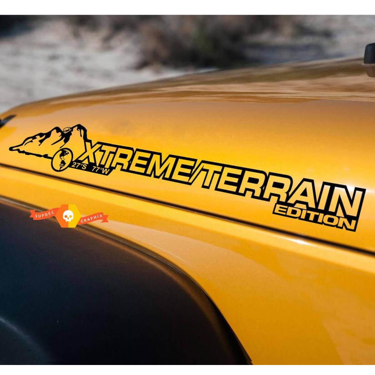 Xtream Terrain Motorkap Zijkant Vinyl Decal Set voor Jeep Wrangler Rubicon Sahara