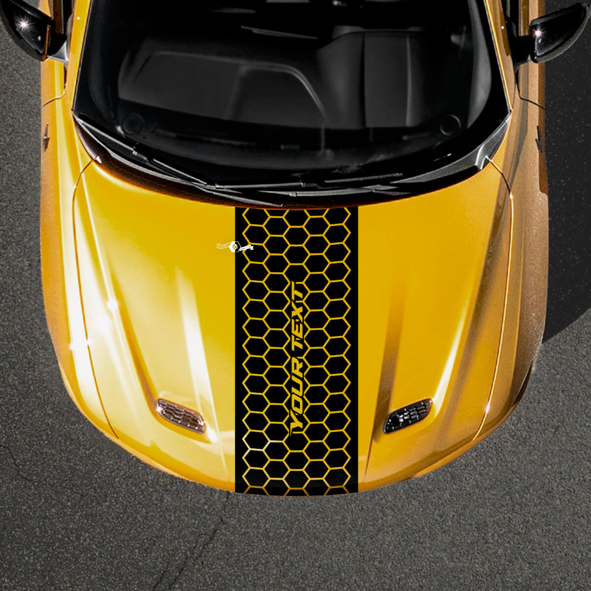 Honeycomb-stijl custom tekst motorkapstrook vinylsticker voor Dodge Hornet