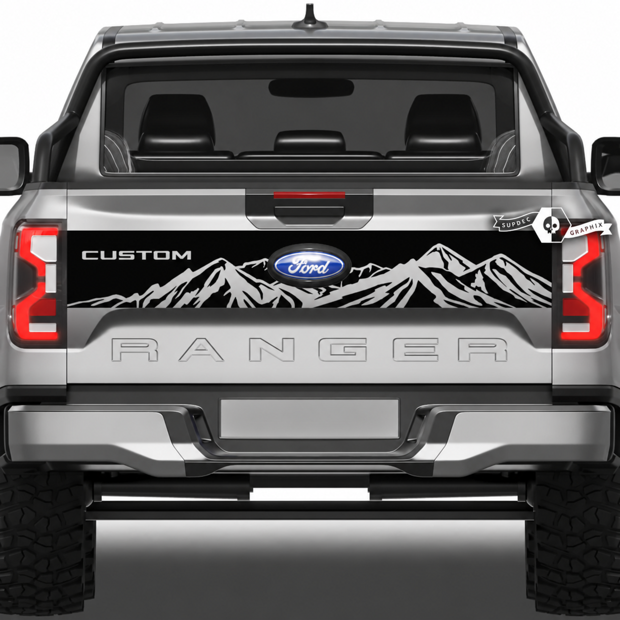CUSTOM Mountain Silhouette Tailgate Panel Achterklep Vinylsticker voor Ford Ranger