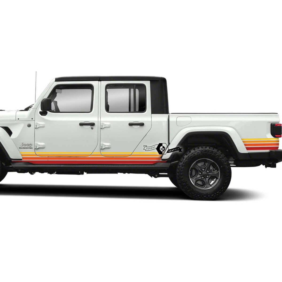 Grafische kits - Jeep Gladiator Rubicon Retro Vintage 4x4 Rocker Panel Off-Road Racing Stripe Kit Sport Off Road
