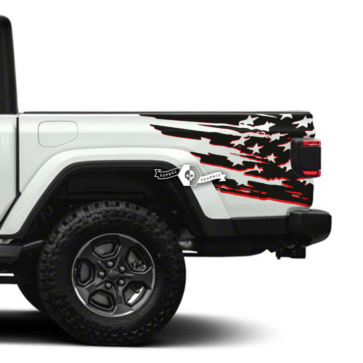 Paar Jeep Gladiator Side USA Flag Stickers Decals Vinyl Graphics Stripe kit voor 2 kleuren
