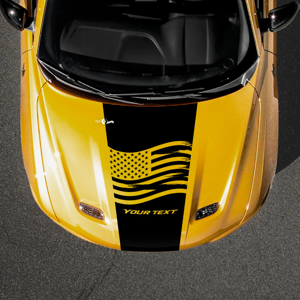 USA-vlag & aangepaste tekst motorkap vinylsticker voor Dodge Hornet