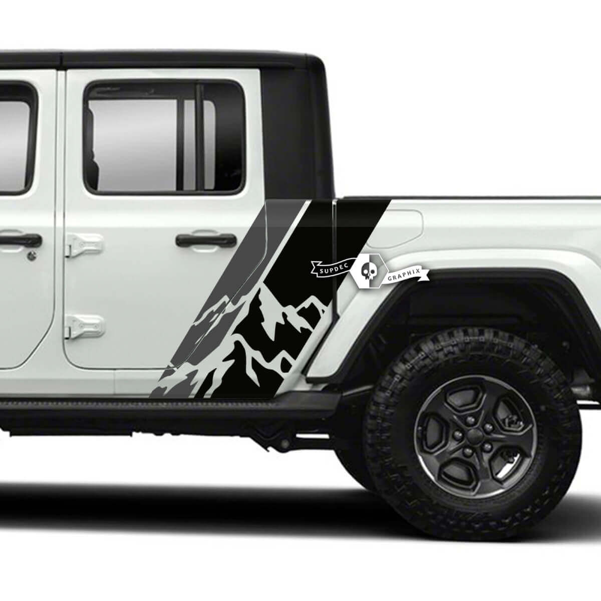 Paar Jeep Gladiator Side Mountains Stickers Decals Vinyl Graphics Stripe kit 2 kleuren
