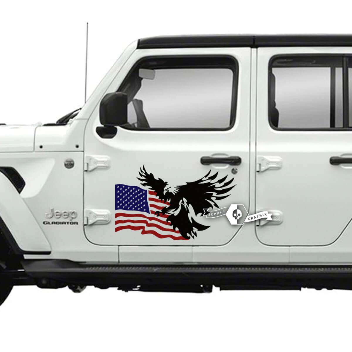 Paar Jeep Gladiator zijdeur USA vlag Bald Eagle stickers stickers vinyl graphics streep
