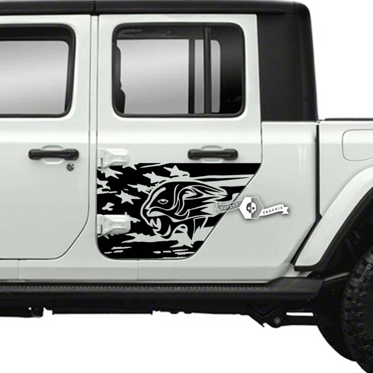 Paar Jeep Gladiator zijdeur USA vlag Tiger Stickers stickers Vinyl Graphics Streep
