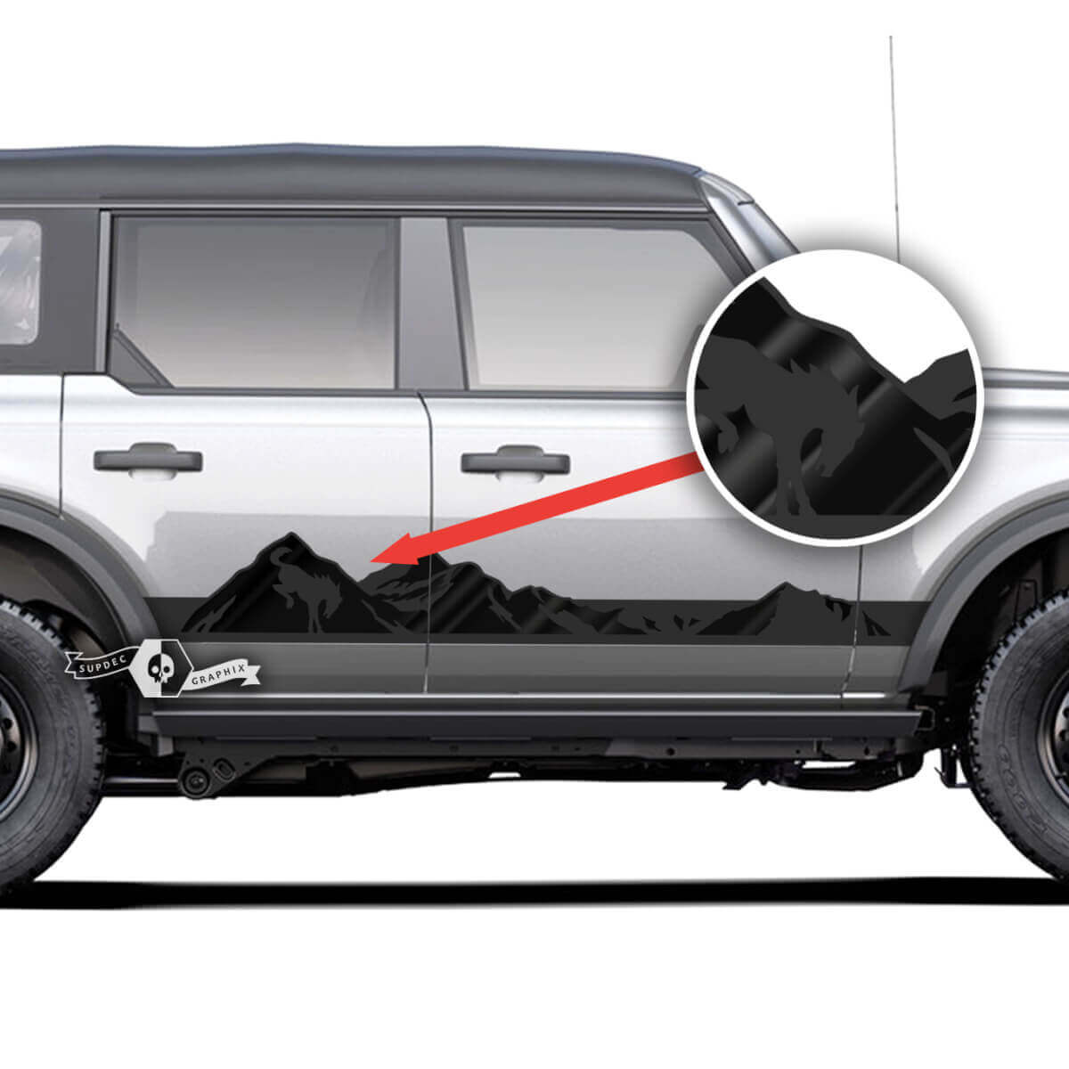 Paar deuren Side Mountain Rocker Panel Graphics Decals Stickers voor Ford Bronco 2 kleuren
