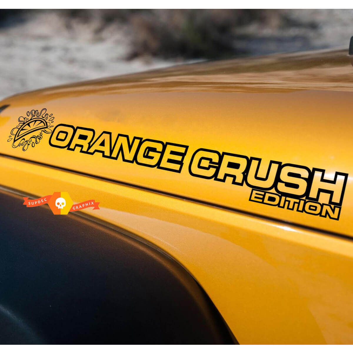 Set oranje Crush motorkap vinyl zijstickers voor Jeep Wrangler Rubicon Sahara