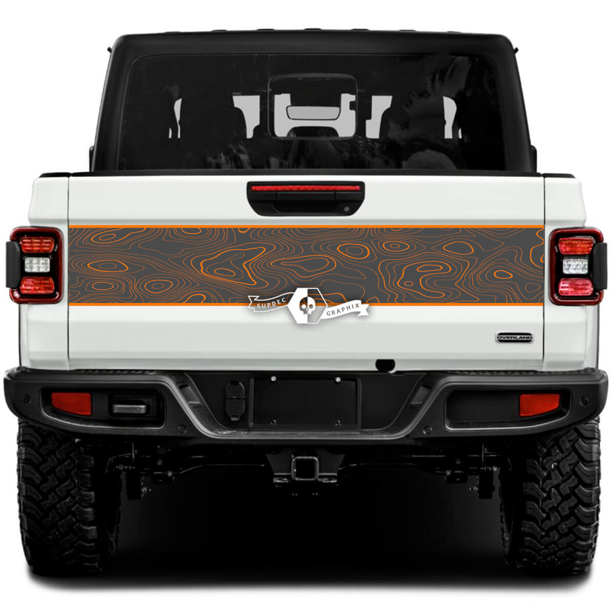 Jeep Gladiator Wrap Stickers Decals Vinyl Graphics Topografische kaart Achterklep Bed Trim Vinyl Stickers Decals 2 kleuren
