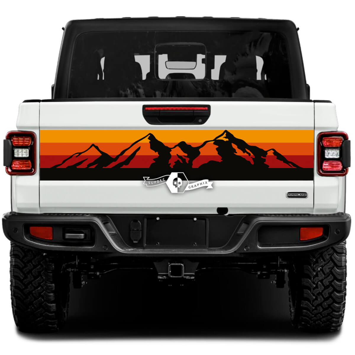 Jeep Gladiator Wrap Bergen Vintage Klassieke Kleuren Stickers Decals Vinyl Graphics Achterklep Bed Vinyl Stickers Decals Sunset 4 kleuren

