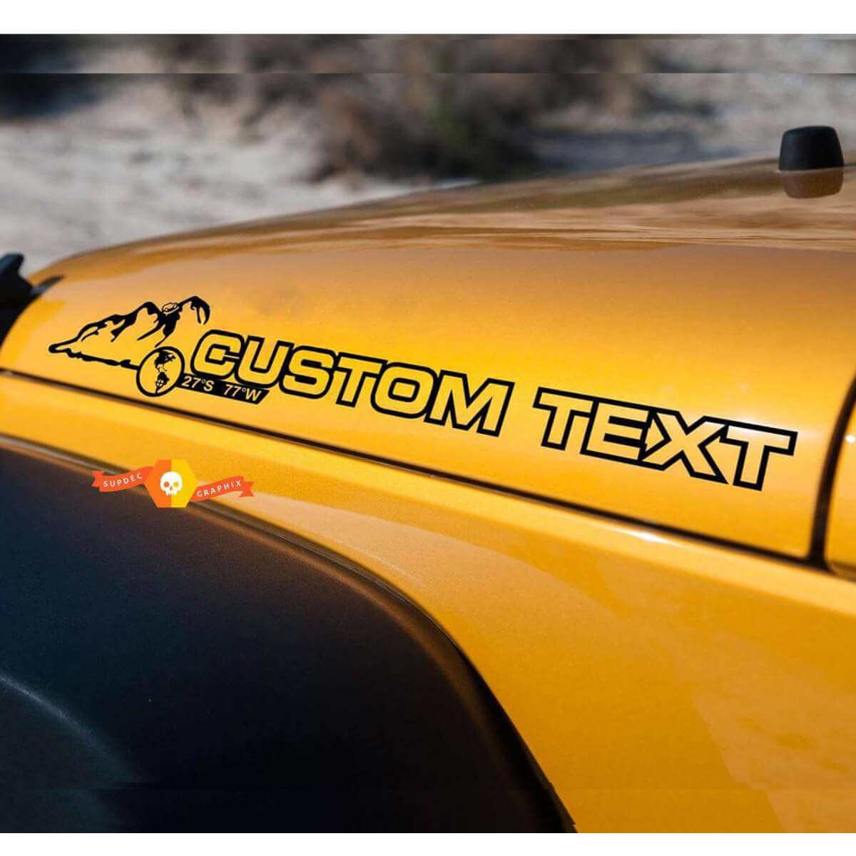 Aangepaste Lettering Motorkap Zij Vinyl Decal Set voor Jeep Wrangler Rubicon Sahara