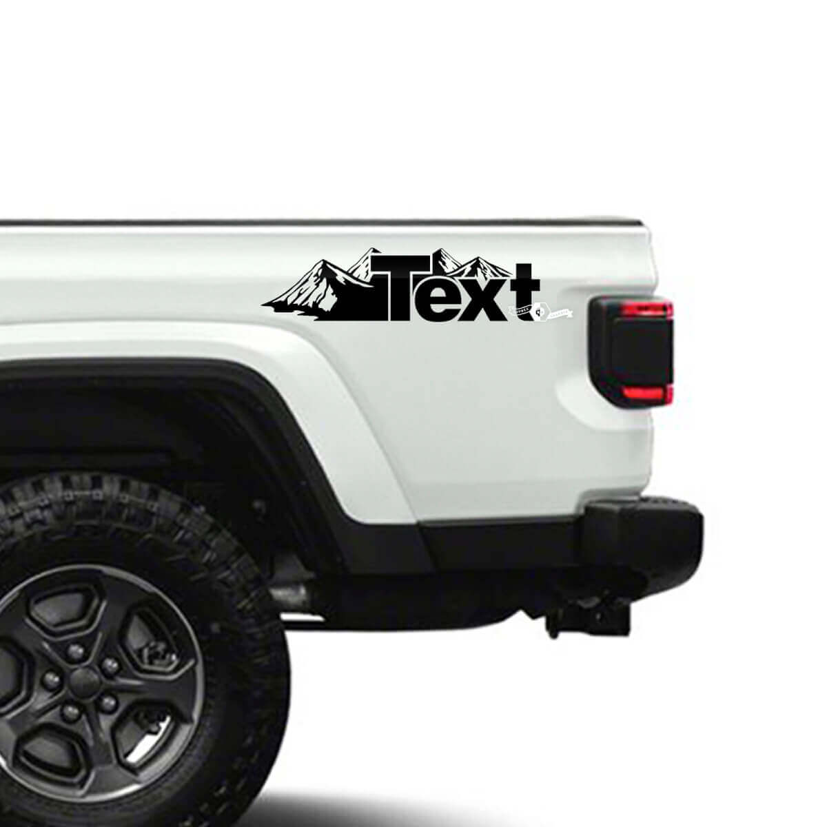 Aangepaste Tekst Mountain Style Zijvinylstickers voor Jeep Gladiator