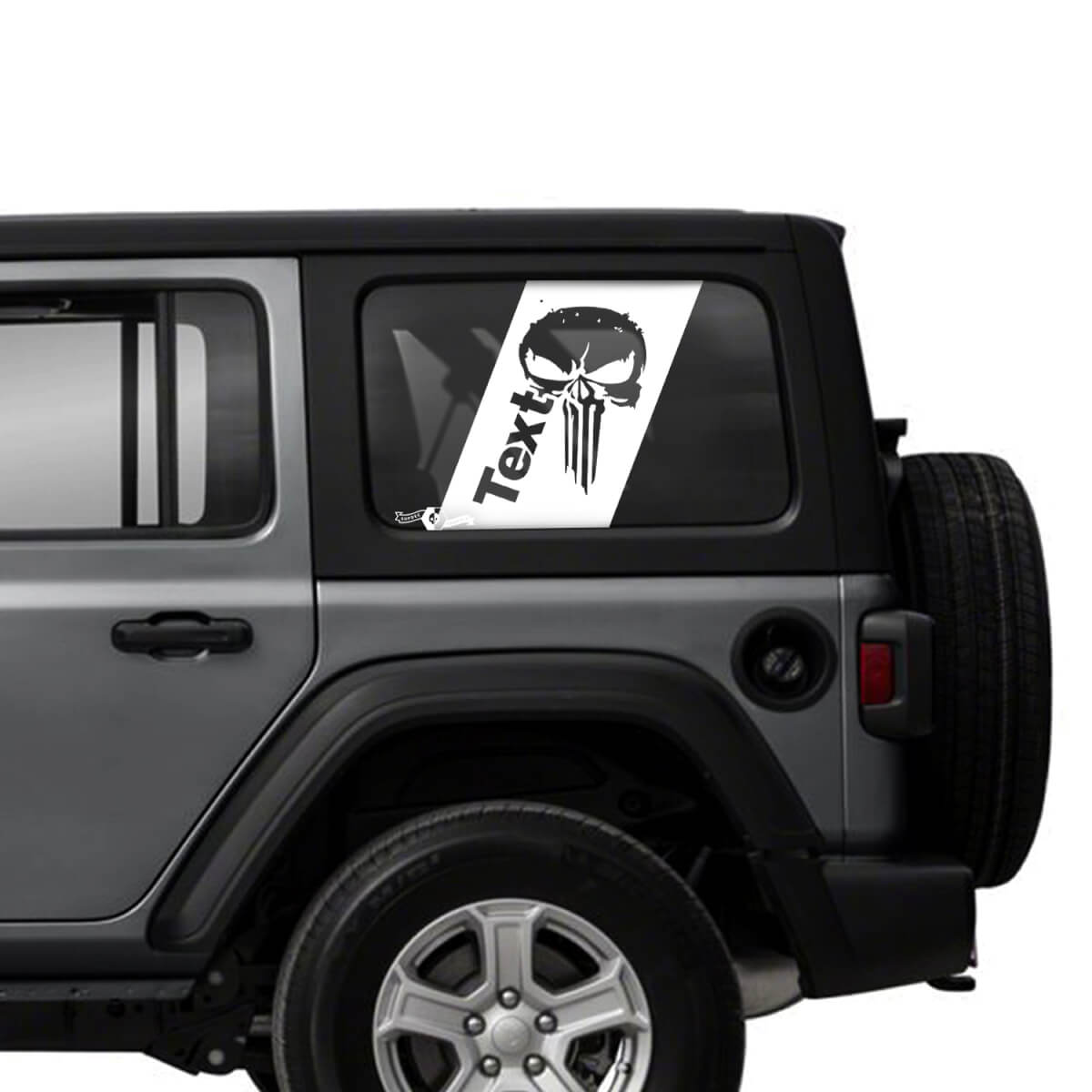 Paar Jeep Wrangler Unlimited zijdeur raam Punisher stickers stickers vinyl graphics streep
