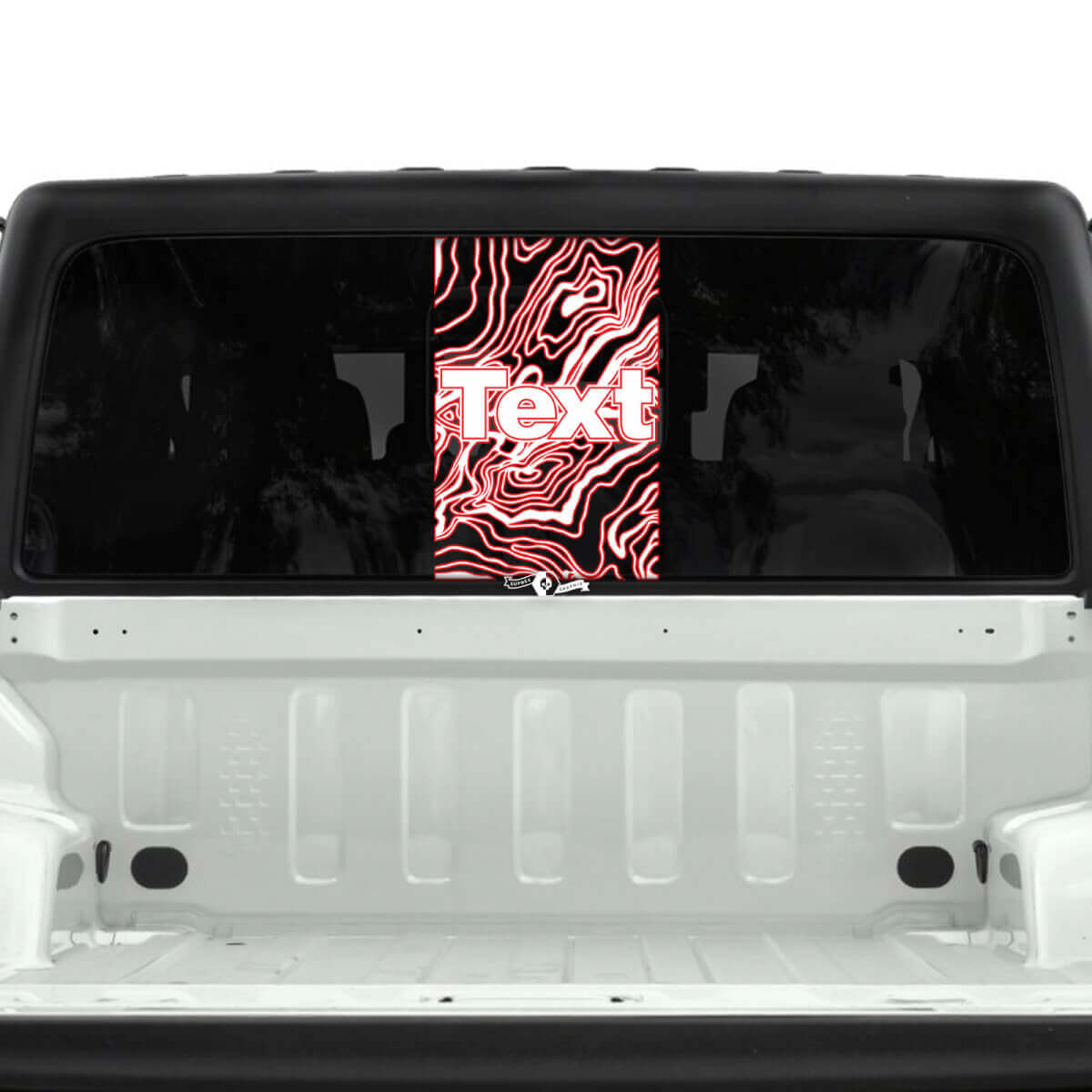 Jeep Gladiator achterruit USA topografische kaart stickers stickers vinyl graphics streep 2 kleuren
