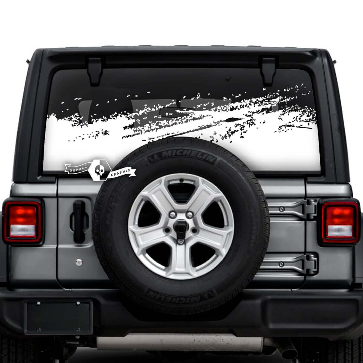 Jeep Wrangler Unlimited achterruit modder splash vernietigd stickers stickers vinyl graphics
