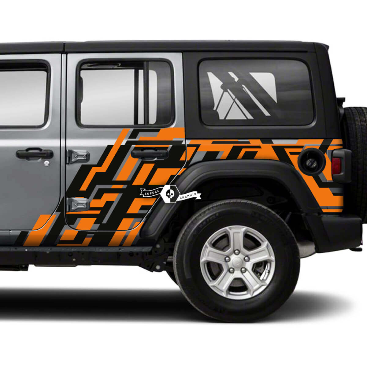 Paar Jeep Wrangler Unlimited zijdeuren Splash Geometry Stickers Decals Vinyl Graphics Streep
